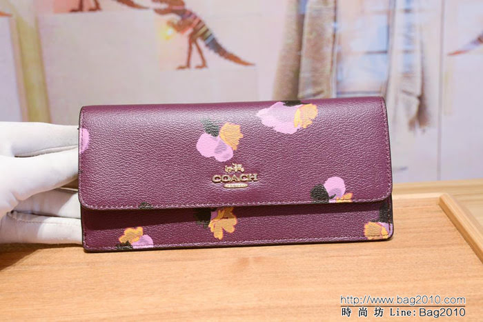 COACH蔻馳 53747# 女士信封錢包 卡位/零錢位齊全 時尚按扣  Chz1324